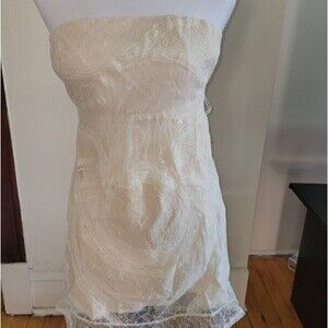 Ivory Cream Lucy & Co. Lucy Paris Lace strapless mini dress size Medium …